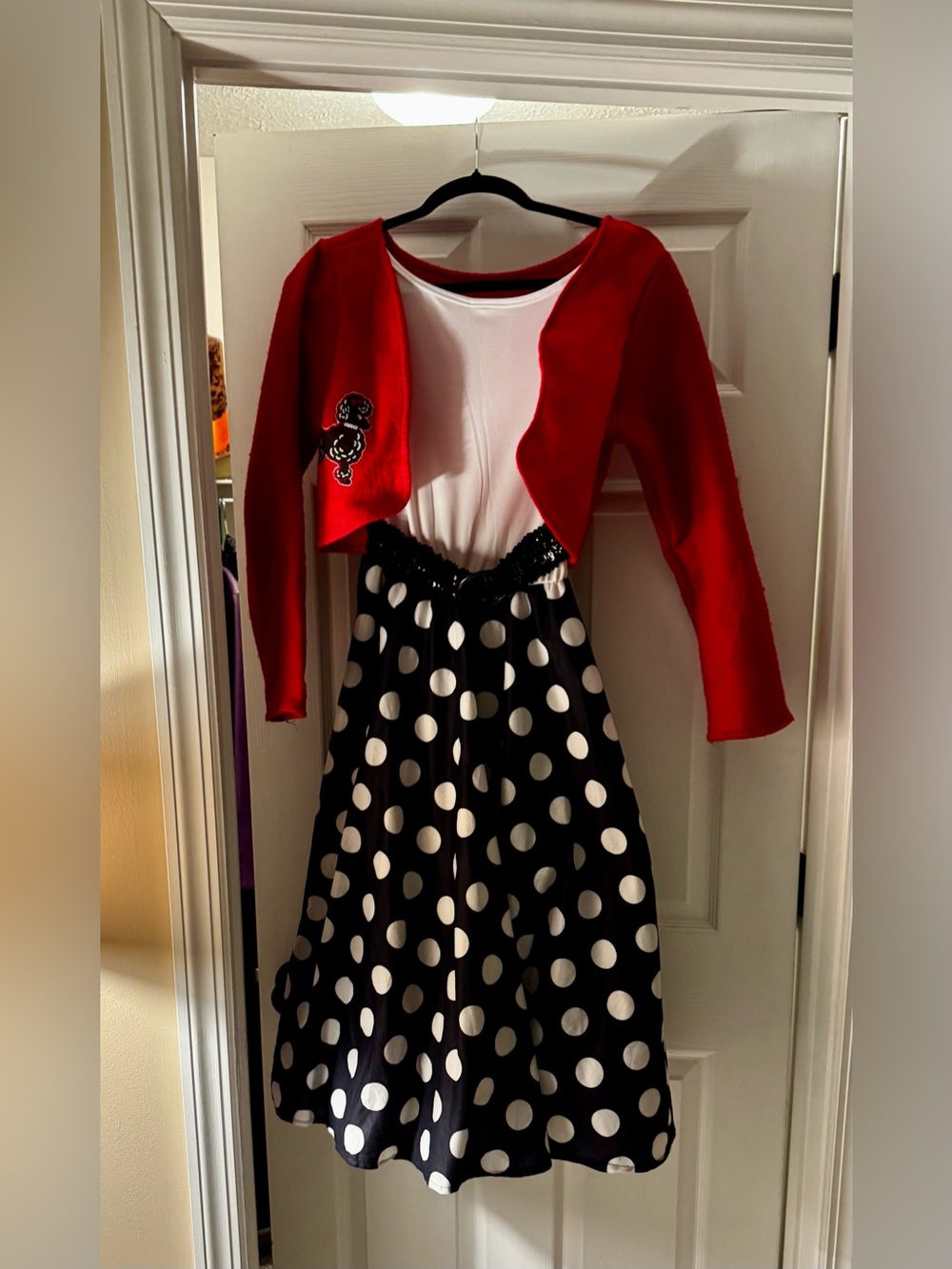 🎃 50’s Poodle Dress with Red Bolero with Black & White Polka Dot